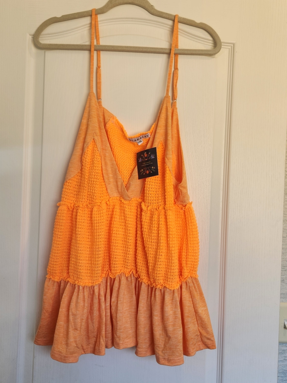 Blakeley Designs Women's Orange Tiered Knit Cami Top L/XL BNWT